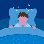 Illustration Mann schläft im Bett